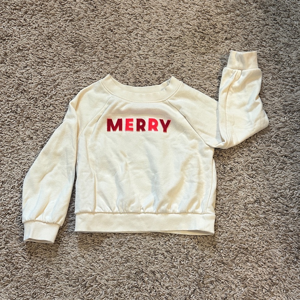Cat & Jack Cream Sweater with Red Lettering
